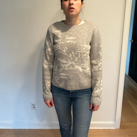 BIANCO & BLU Italy merino wool basic light grey sweater sz S Anthropologie - Picture 2 of 6